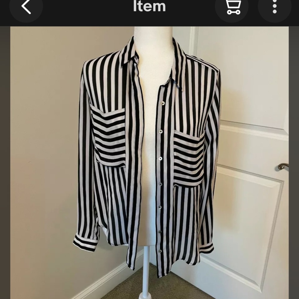 Forever 21 black white stripe Blouse/ beetle juice costume